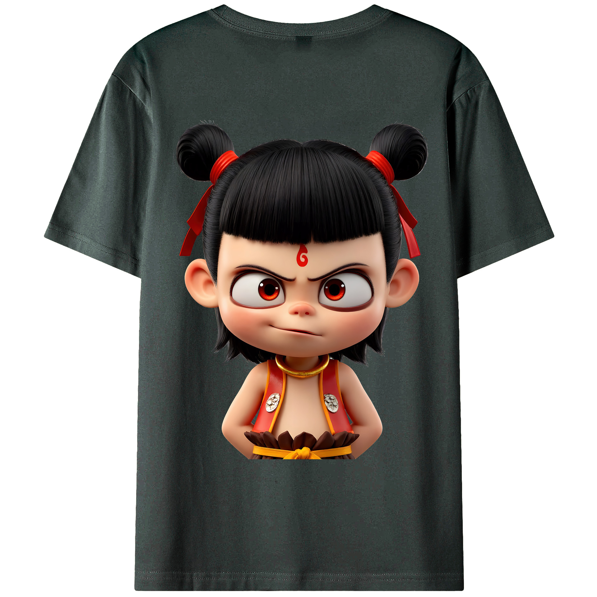 （画像用） Ne Zha 2 ナタ 魔童の大暴れ 綿100％ メンズ半袖Tシャツ（バックプリント） 通気性